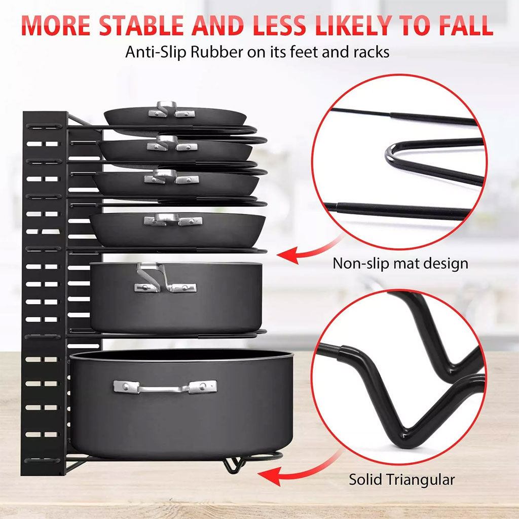 Organisateur de cocottes et poêles pour armoire avec 8 boîtes de rangement